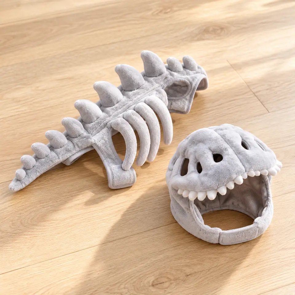 Kostým kostra dinosaura pro psa – lebka a páteř