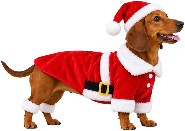 Jezevčík v kostýmu santa clause